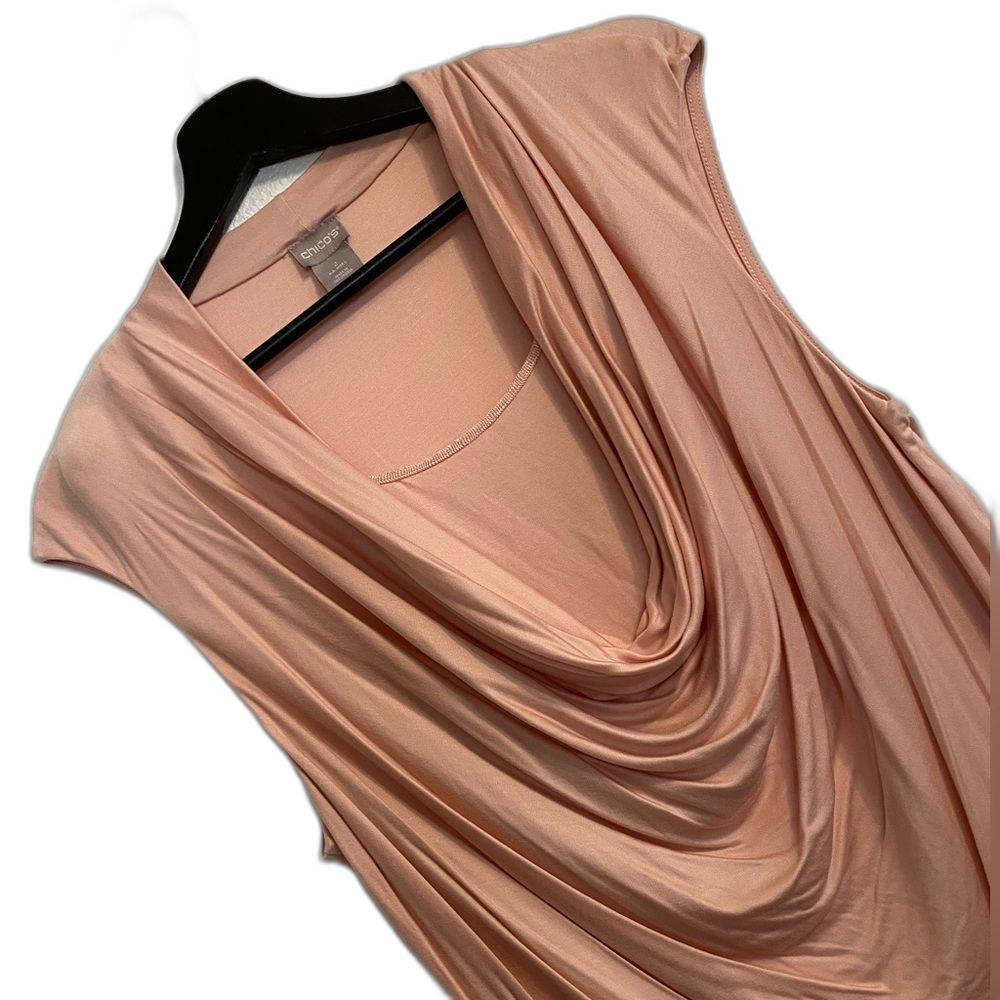 Boho L Soft Pink Draped Sleeveless Top Femme Coquette Romantic Fairy ub1-42